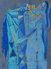 Rafał Kostrzewa, Anioły niebieskie, 1999, olej, płótno