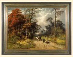 Desire Thomassin, SPOTKANIE NA LEŚNEJ DRODZE, ok. 1900, olej, płótno