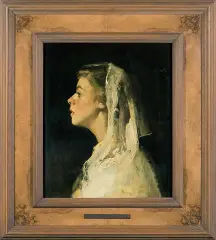Sepp Hilz, DZIEWCZYNA W BIELI, ok. 1950, olej, płótno