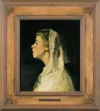 Sepp Hilz, DZIEWCZYNA W BIELI, ok. 1950, olej, płótno
