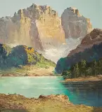 Georg Arnold, JEZIORO ALPEJSKIE, po 1940, olej, płótno