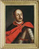 SZLACHCIC W ZBROI I CZERWONYM PŁASZCZU by Autor nierozpoznany, olej, płótno, sold Mar 2008