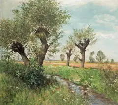 Ernst Frommhold, WIERZBY NAD POLNĄ STRUGĄ, olej, płótno