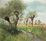 Ernst Frommhold, WIERZBY NAD POLNĄ STRUGĄ, olej, płótno