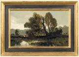 Josef Mühlbeck, NA MOKRADŁACH, 1922, olej, tektura