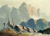 Georg Arnold, PEJZAŻ ALPEJSKI, olej, płótno