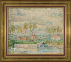 Maria Ritter, PEJZAŻ WIOSENNY, ok. 1940, olej, tektura