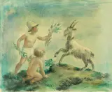 Wacław Borowski, BAWIĄCE SIĘ DZIECI, ok. 1930, pastel, akwarela, ołówek, papier
