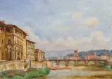 Józef Pankiewicz, PONTE ALLE GRAZIE WE FLORENCJI, 1932, olej, deska