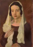 Zbigniew Pronaszko, PORTRET ŻONY W BIAŁYM SZALU, 1926, olej, płótno