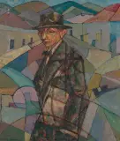Jerzy von Hulewicz, PORTRET MĘŻCZYZNY Z FAJKĄ, ok. 1925, olej, płótno