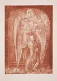 Ernst Fuchs, Św. Sebastian - Anioł, akwaforta, akwatinta sepiowa, papier