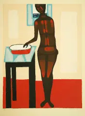 Jerzy Nowosielski, Akt z miską, 1999, serigrafia barwna, papier