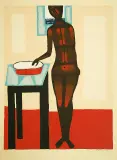 Akt z miską by Jerzy Nowosielski, 1999, serigrafia barwna, papier, sold Feb 2008