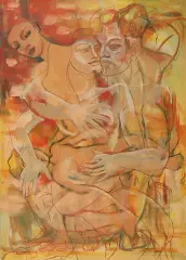 Katarzyna Orthwein, Pieszczota satyra, 2006, olej, płótno