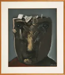 Stasys Eidrigevičius, Twarz, pastel, papier