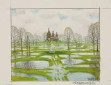 Przedwośnie by Jacek Yerka, 1999, kredki barwne, ołówek, karton, sold Feb 2008