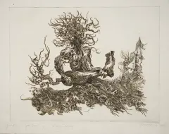 Roland Grünberg, Postać-drzewo, 1952, akwaforta, papier