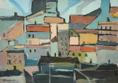 Fryderyk Antoni Hayder, Motyw z Katowic, 1969, tempera, karton