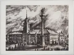 Jan Kulikowski, Zamek Królewski w Warszawie, autolitografia, papier