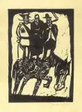 Jerzy Duda-Gracz, Trzej na koniu, z cyklu Judaica, 1965, linoryt, papier