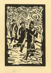 Jerzy Duda-Gracz, Grajkowie, z cyklu Judaica, 1964, linoryt, papier