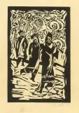 Jerzy Duda-Gracz, Grajkowie, z cyklu Judaica, 1964, linoryt, papier