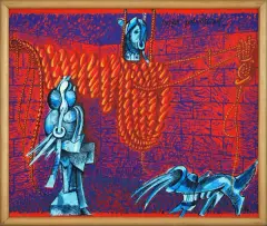 Janusz Przybylski, Majak podwórzowy, 1991, olej, płótno