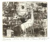 Stanisław Wejman, Żyrafa i ktoś inny, akwaforta, akwatinta sepiowa, papier