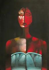 Jerzy Nowosielski, CZARNA PŁYWACZKA, olej, płótno