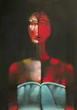 CZARNA PŁYWACZKA by Jerzy Nowosielski, olej, płótno, sold Dec 2007