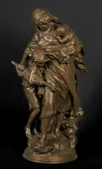 Mathurin Moreau, RYBACZKA Z DZIEĆMI, 1884, brąz patynowany