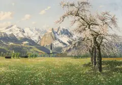 Philipp Graf, WIOSNA W GARMISCH PARTENKIRCHEN, olej, płótno