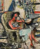 DZIEWCZYNA Z MANDOLINĄ by Zygmunt Menkes, olej, płótno, sold Dec 2007