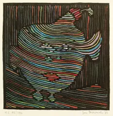 Kompozycja by Jan Dobkowski, 1984, serigrafia barwna, karton, sold Nov 2007