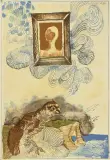 Kompozycja z ptakiem i portretem by Jan Lebensztejn, litografia barwna, papier, sold Nov 2007