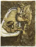 Kąpiąca się i satyr by Jan Lebensztejn, litografia barwna, papier, sold Nov 2007
