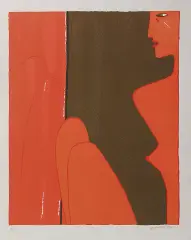 Jerzy Nowosielski, Akt z lustrem, 1998, serigrafia barwna, papier jasnoszary