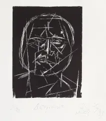 Jerzy Panek, Autoportret, 1956/93, drzeworyt, papier kremowy