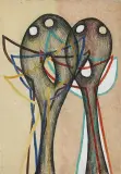 Maria Jarema, KOMPOZYCJA Z CYKLU „GŁOWY“, 1955, monotypia barwna, papier