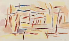 Tadeusz Dominiku, PEJZAŻ, 1957, akwarela, ołówek, papier czerpany