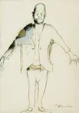 Tadeusz Kantor, POSTAĆ Z ROZŁOŻONYMI RĘKOMA, flamaster, tusz pióro, pędzel, papier
