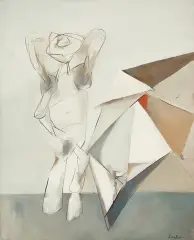 Tadeusz Kantor, POSTAĆ I PARASOL, 1950, olej, płótno