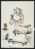 Tadeusz Kantor, SZKICE TEATRALNE, 1984, collage, papier