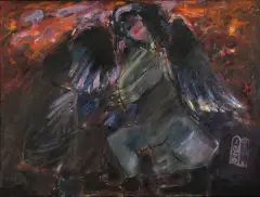 Jerzy Piotrowicz, WALKA DOBRA ZE ZŁEM, 1986, olej, płótno