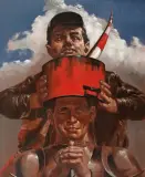 Janusz Szpyt, KOMPOZYCJA Z DWOMA POSTACIAMI, olej, płótno