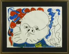 Marian Czapla, PORTRET Z AKTEM, 2002, akwarela, gwasz, papier