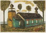 Andrzej Tadeusz Kotkowski, CERKIEW W CIECHOCINKU, 2007, akwaforta barwna, papier