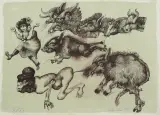 ILUSTRACJA DO “FOLWARKU ZWIERZĘCEGO”, by Jan Lebensztejn, litografia barwna, papier, sold Oct 2007