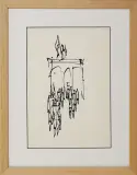 Roman Opałka, SZKIC ILUSTRACJI, 1957, tusz patyk, papier kremowy
